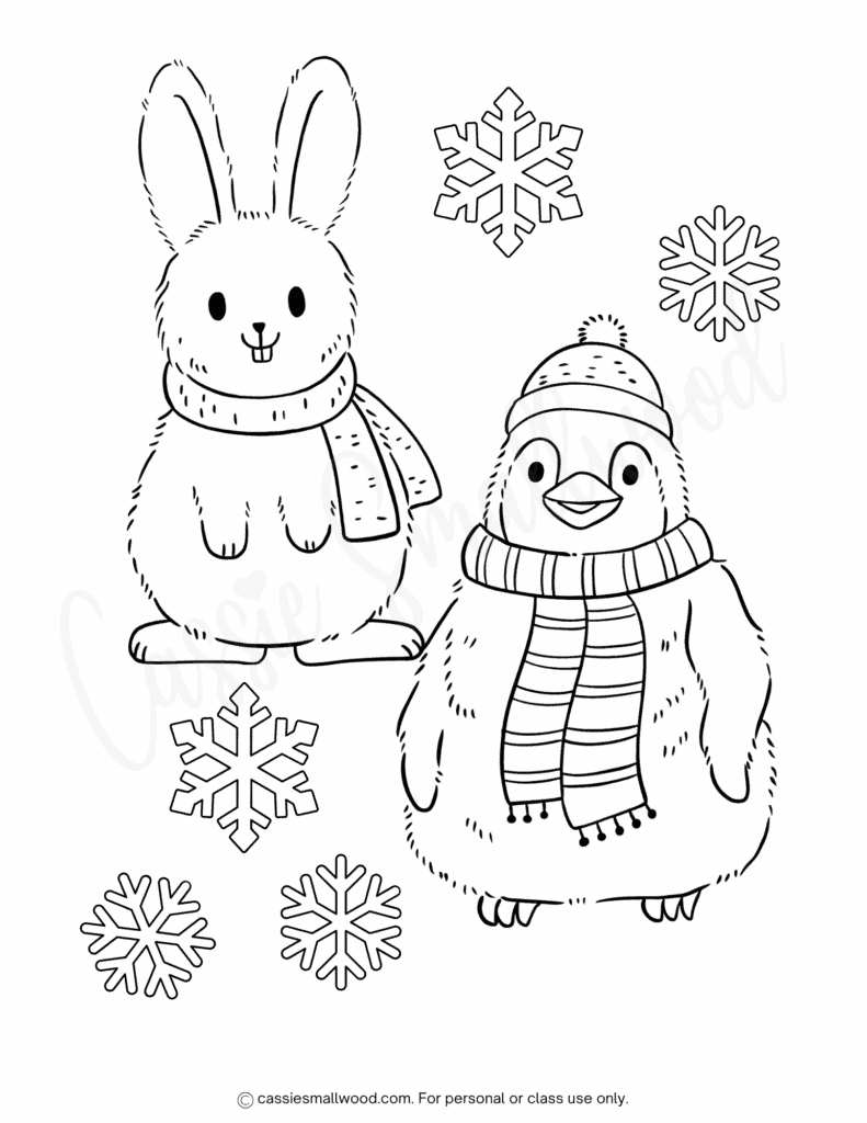 30 cute winter coloring pages (free printables) - cassie smallwood